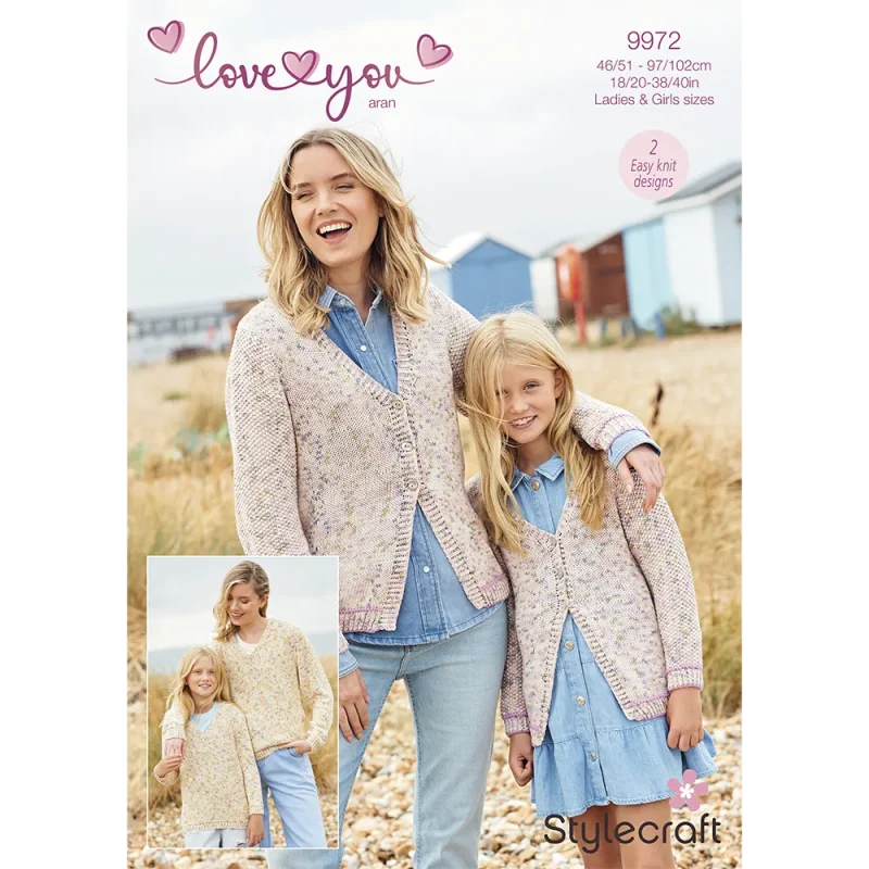 stylecraft love you aran sweater cardigan digital pattern 9972