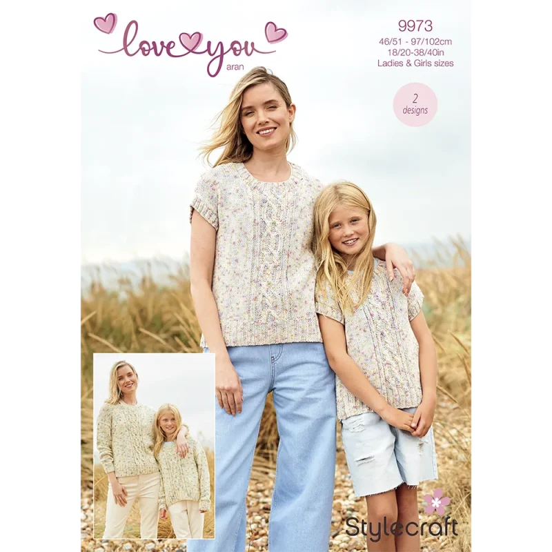 stylecraft love you aran sweater tank top digital pattern 9973