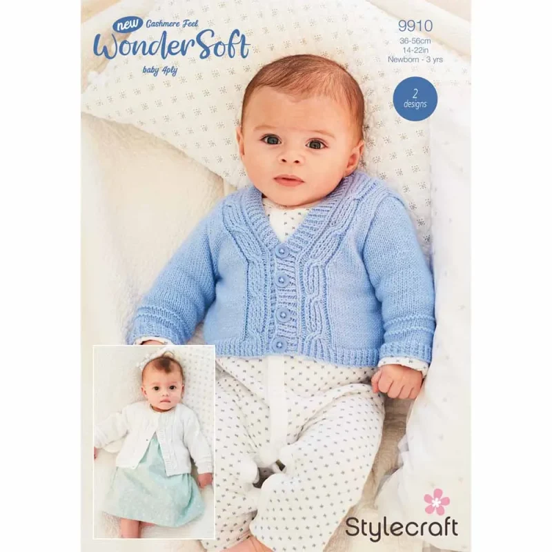 stylecraft new wondersoft 4ply digital cardigans baby 9910