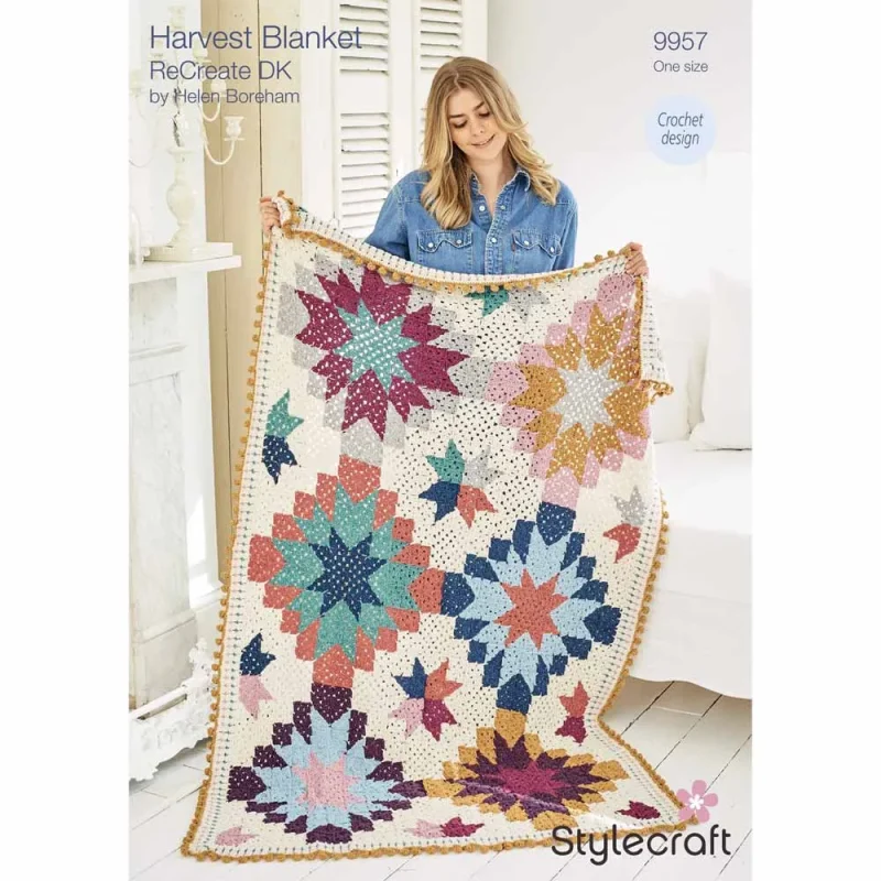 stylecraft recreate dk harvest blanket digital pattern 9957 by helen boreham