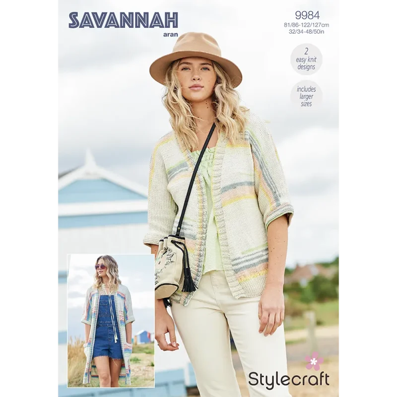 stylecraft savannah aran cardigans digital pattern 9984