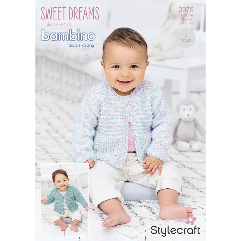 stylecraft sweet dreams bambino dk cardigans digital pattern 9978