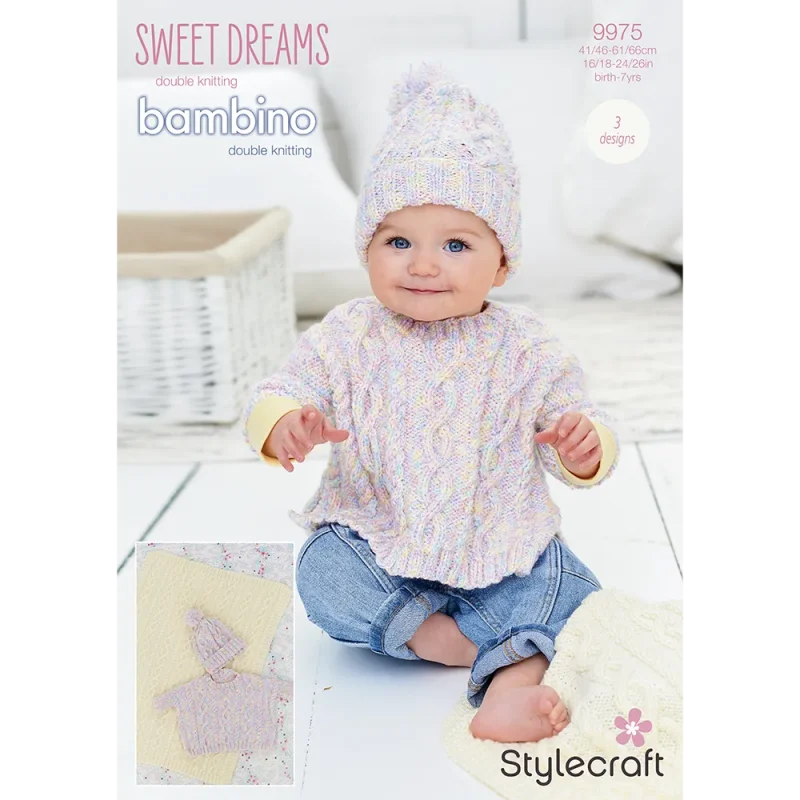 stylecraft sweet dreams bambino dk poncho hat blanket set