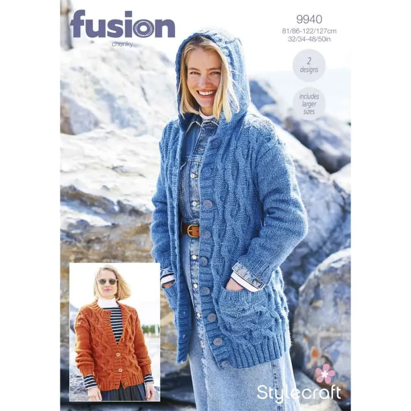 stylish cardigans by stylecraft fusion chunky digital pattern 9940