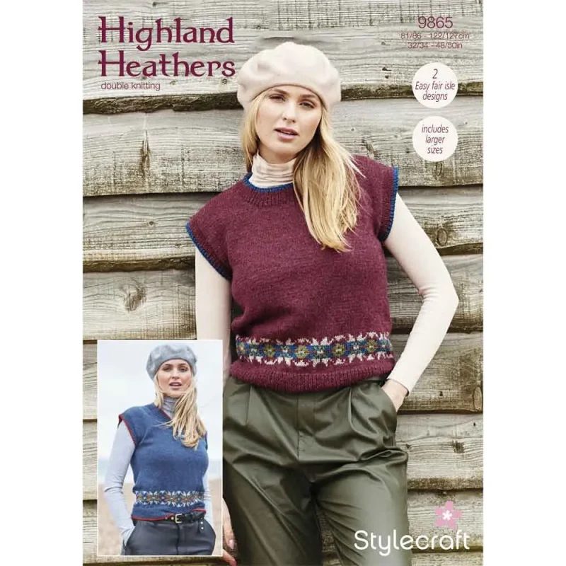 stylish round v neck tank tops in stylecraft highland heathers dk