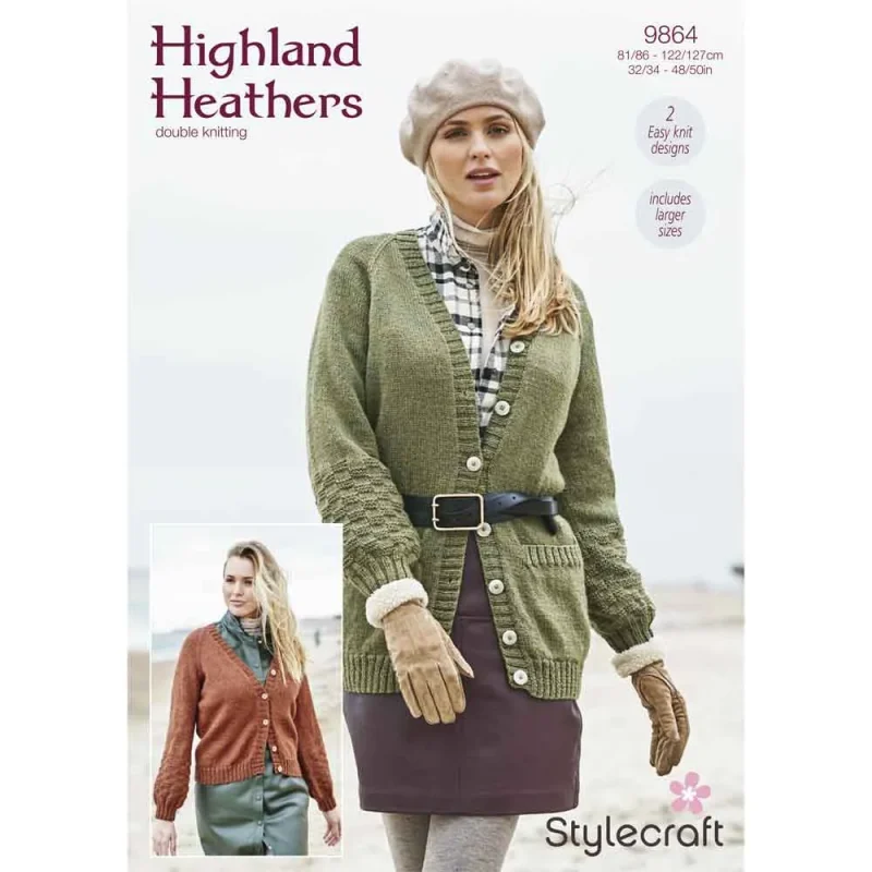 stylish short long cardigan in highland heathers dk digital pattern 9864