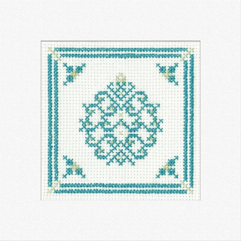 teal filigree christmas bauble cross stitch kit heritage crafts greetings card