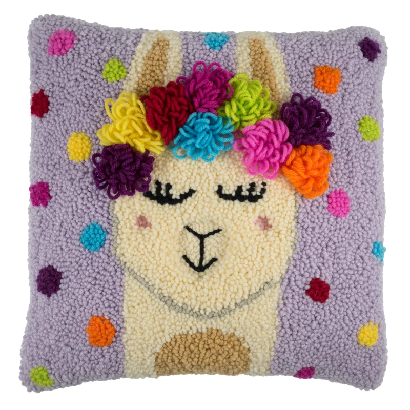 trimits festival llama punch needle cushion kit scaled