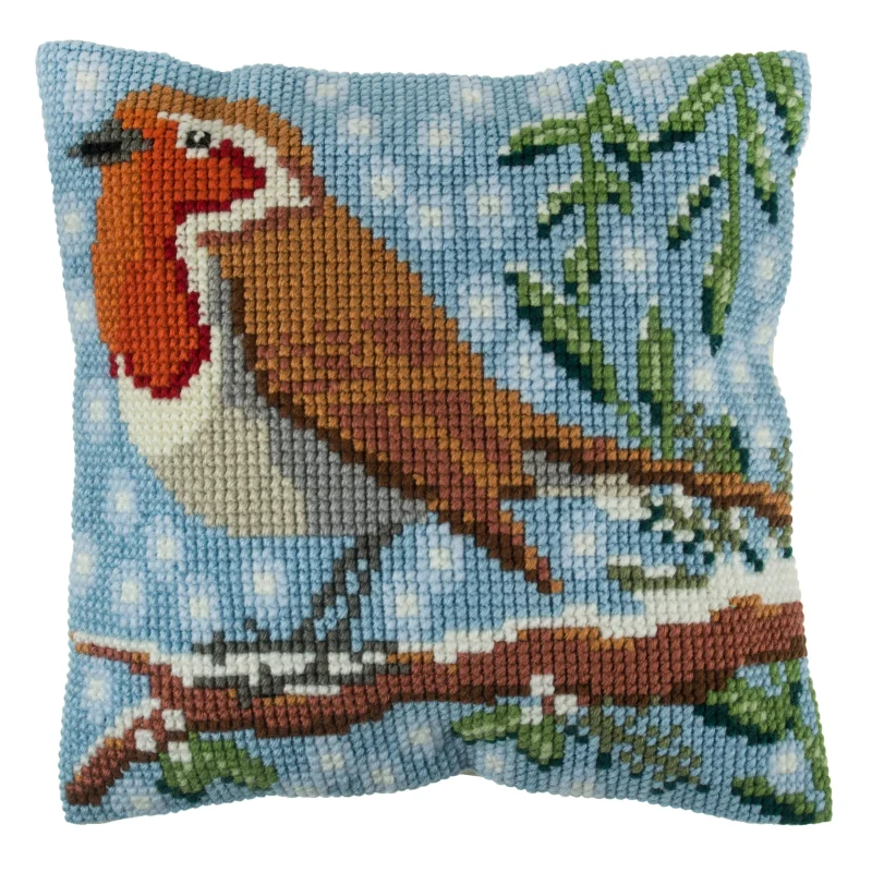 trimits robin cross stitch cushion kit scaled