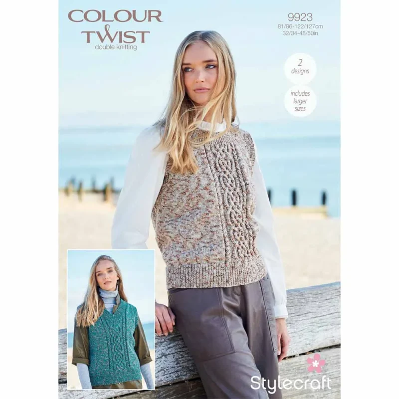 v neck round neck tanktops in stylecraft colour twist dk digital pattern 9923