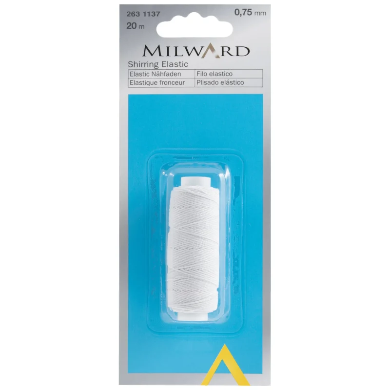 white shirring elastic 20m x 0 75mm by milward scaled