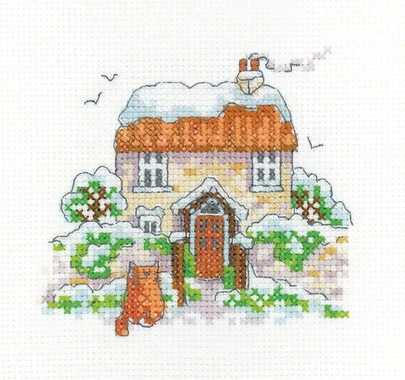 winter cottage cross stitch kit heritage crafts