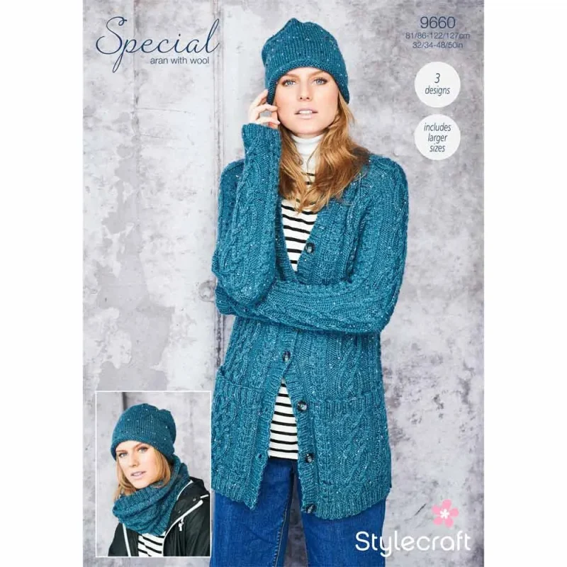 wool cardigan snood and hat set digital knitting pattern