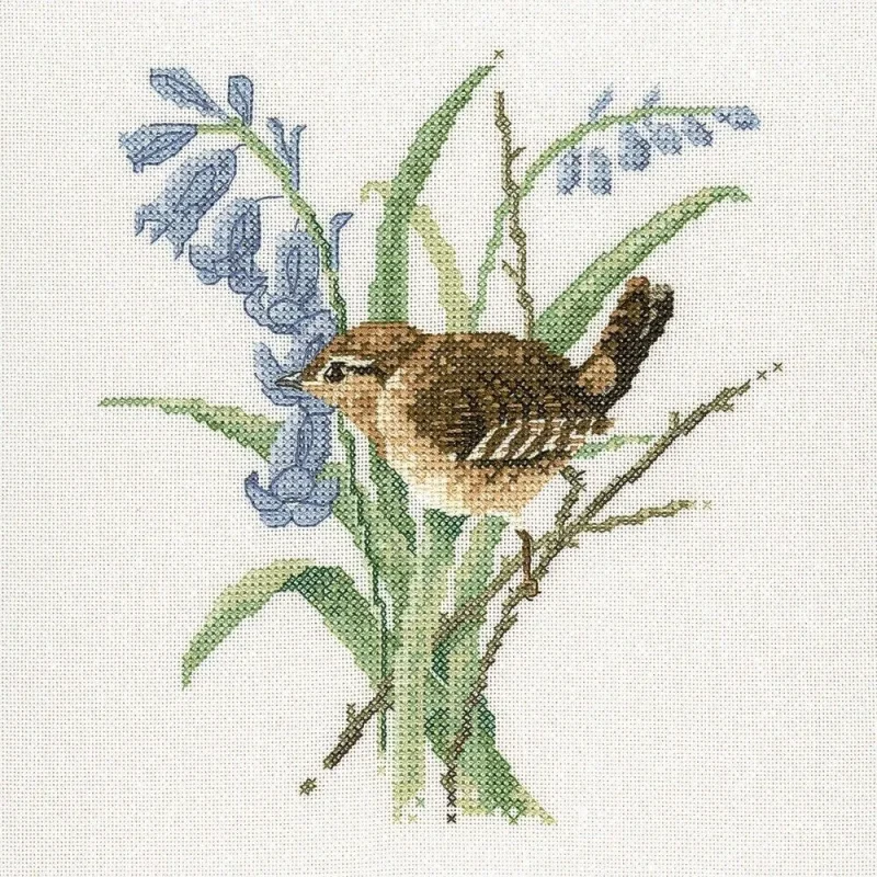 wren cross stitch kit heritage crafts